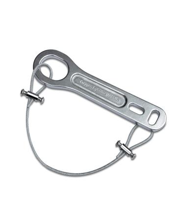 iGuerburn Small Heavy Duty Metal Oxygen Cylinder Tank Wrench O2 Key with Lanyard Cable Chain for CGA 870 Standard Post Valves for Sizes M2 A(M4) B(M6) ML6 C(M9) D(M15) JD(M22) and E(M24)
