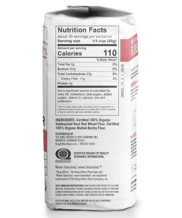 King Arthur Flour Organic Unbleached All Purpose Flour - 2 lb Pack - Buy Online on GoSupps.com