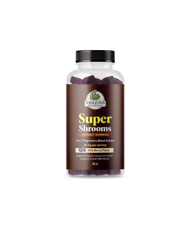 Organic Super Shrooms 6-in-1 Mushroom Supplement Energy, Memory, Focus & Brain Health Lion s Mane, Reishi, Chaga, Cordyceps & More Vegan, Non-GMO, Immune and Cognitive Support 30 Count 30 Count (Pack of 1)