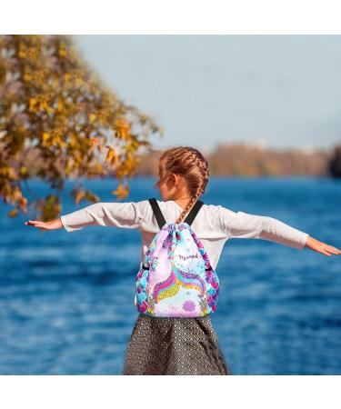 Kids Mermaid Drawstring Backpack - Mini Gym Dance Beach Swim Travel Bag with Water Bottle Holders - Buy Online on GoSupps.com