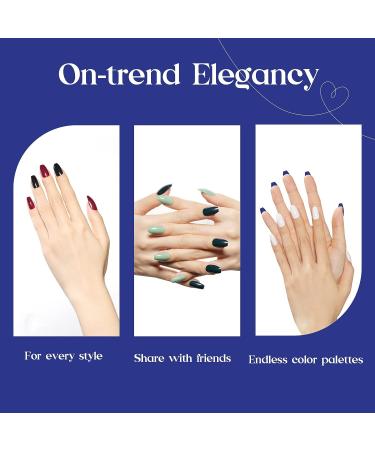 Beetles Press on Nails Short Glossy 6 Solid Colors - 144Pcs White Black Burgundy Red Green Fake Nails with Nail Glue, Adhesive Tabs, and Mini File - for Women and Girls - Buy Online on GoSupps.com