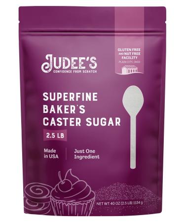 Judees Superfine Caster Sugar 2.5 lb - Gluten-Free and Nut-Free - Also known as Baker's Sugar - Bake Airy and Smooth Baked Goods and Toppings - Make Simple Syrups - Made in USA 2.5 Pound (Pack of 1)