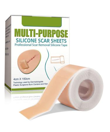 Silicone paving for scars Silicone Scar Sheets professionally for silicone scar plaster perfect for scars through C section operations burns keloid acne medication-free (4cmx150cm roll)