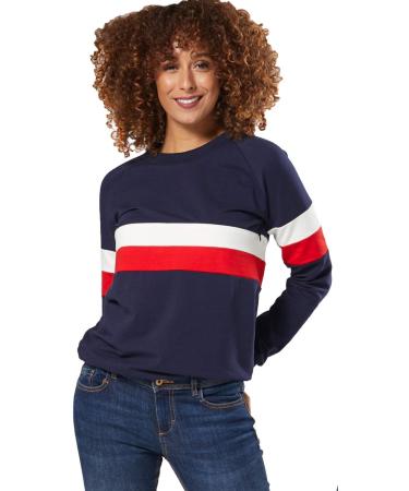 Zeta Ville Women's Maternity Nursing Zipped Sweatshirt Striped Jumper 1110 10 Navy