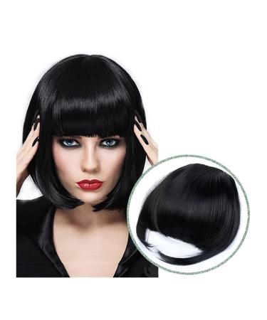 Bangs Clip in Bangs Fashion False Bangs Neat Fringe Hairpiece Thick Blunt Bangs Clip in Hair Extensions Synthetic Fake Bang Hair Piece Hair Accessories for Women Curved Bangs for Daily Wear (Color 2 thick bang