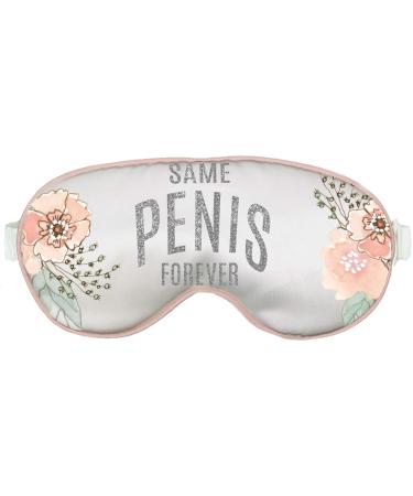 Same Penisis Bachelorette Party Favor - Silver Sparkle Arched Same Pen is Forever White Floral Sleep Mask - Bachelorette Party Bridal Shower Bride Eye Mask Favors Floral White Sleep Mask (Silver Sparkle - Same Penis Forever)