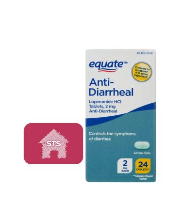 Equate Anti-Diarrheal - Loperamide - 2 mg 24 Caplets + STS Sticker. - Buy Online on GoSupps.com