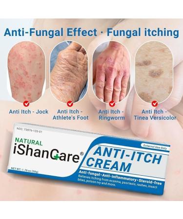 ishancare Anti Itch Soothing Cream Extra Strength Skin Itch Relief Ointment for Full Body Itching Caused by Seasonal Changes Dermatitis Eczema Rash Psoriasis Hives Bites Poison Ivy 1.76 oz 1.76 Ounce (Pack of 1) - Buy Online on GoSupps.com