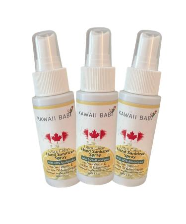 KaWaii Baby Ultra Clean Hand Sanitizers Spray for Adults and Children 60ml - Pack of 3 Made in Canada