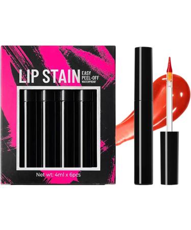 Peel Off Lip Paint Set makeup lip color peeloff 6 pieces intensive pigment transfers for women girlfriend family wife sister - Buy Online on GoSupps.com