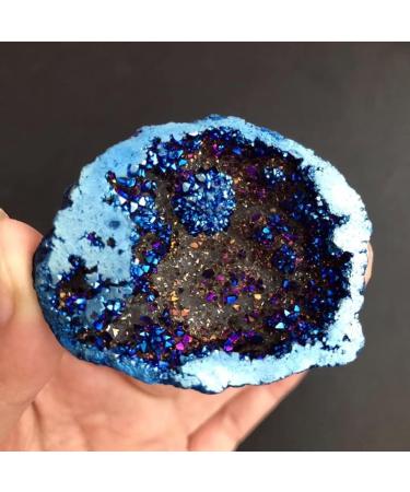 Natural Quartz feng Shui Blue Aura Agate geode Cluster Crystals Stones for Home Decoration - (Color: 1pcs Size: around40-60mm) Chakra Reiki Balancing - Buy Online on GoSupps.com