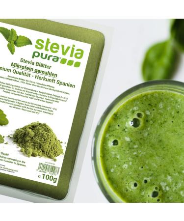 Steviapura Stevia Leaves - Pure Natural Sweet Herb | 100g Microfine Ground Premium Quality Vegetable Sweetener - Buy Online on GoSupps.com