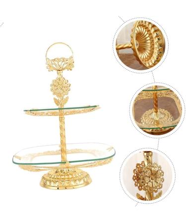Alipis European Style Fruit Plate Food Tray Decor Cake Stand Golden Tea Table Fruit Plates Desk Child Glass - Buy Online on GoSupps.com