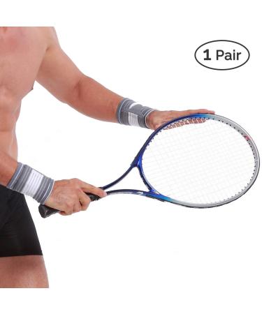 Neotech Care Wrist Band - Adjustable Compression Strap - Elastic & Breathable Fabric - Support Sleeve for Tennis Sports Exercise - Men Women Right or Left - Grey Colour (Size S 1 Pair) S 2 - Buy Online on GoSupps.com