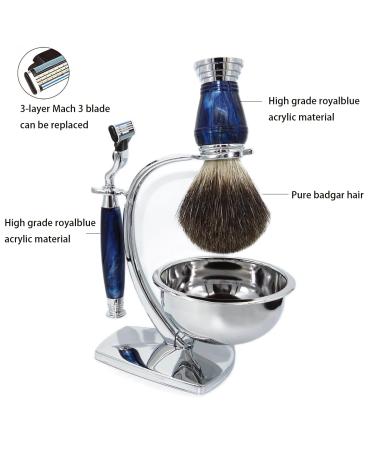 Magyfosia Razor Hobel Starter Set | MACH 3 Blades Shaving Soap Brush & Stand | Ideal Gift for Men 50+ | 4-Piece Luxury Shaving Set - Buy Online on GoSupps.com