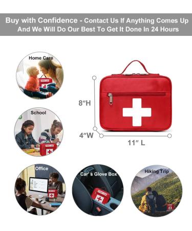 Empty First Aid Bag - Multi-Pocket Emergency Medical Kit for Home, School, Office, Car | Red Medium Size - Buy Online on GoSupps.com