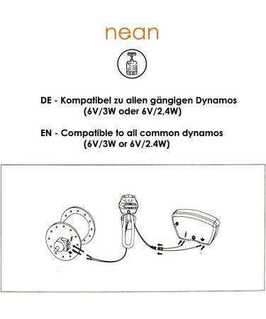 NEAN LED Dynamo Bicycle Light 30 Lux | Automatic & Parking Light | StVZO Approved Front Lamp - Black - Buy Online on GoSupps.com