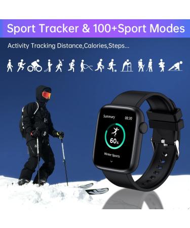 Smart Watch, 1.9" Full Touch Screen Smart Watch for Android & iOS Phones with Heart Rate & Blood Oxygen Monitor, 123 Sport Modes,Voice Assistant, Fitness Smart Watch for Women Men Black - Buy Online on GoSupps.com