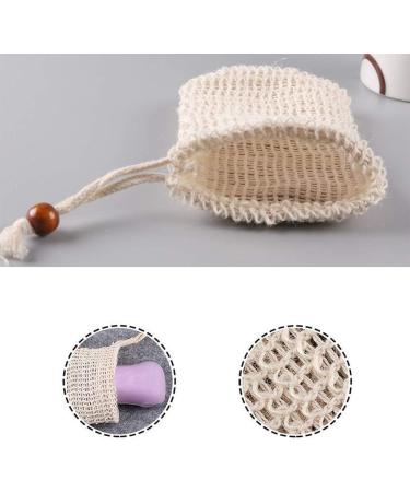 Qancekoo 2pcs Natural Soap Bag Exfoliating Soap Saver Pouch with Drawstring Natural Safe and Durable Sisal Fiber Soap Bag Saver Pouch Body Scrub Save Soaps Natural Fiber Soap Bags for Shower Bath - Buy Online on GoSupps.com