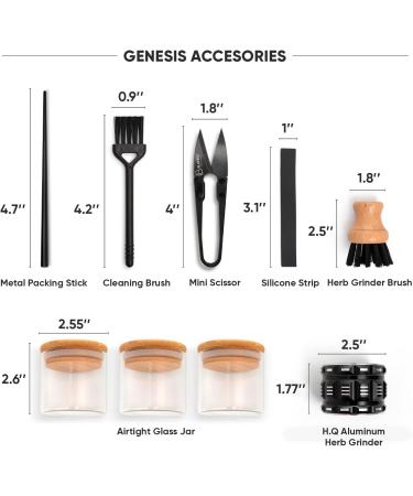 BlueBus GENESIS Bamboo Rolling Tray Bundle with Stash Box, 3 Airtight Jars, and Accessories (Black) - Buy Online on GoSupps.com