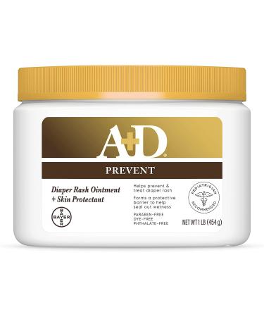 A+D Original Diaper Rash Ointment Skin Protectant with Lanolin and Petrolatum Seals Out Wetness Helps Prevent Baby Diaper Rash 1 Pound Jar. (2-Pack (1 Pound))