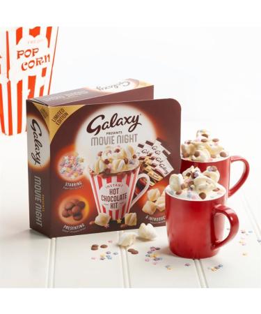 Hot chocolate gift with hot chocolate options of galaxy hot chocolate sachets hot chocolate drops popcorn marshmallows and sugar star sprinkles toppings for kids and adults - Buy Online on GoSupps.com