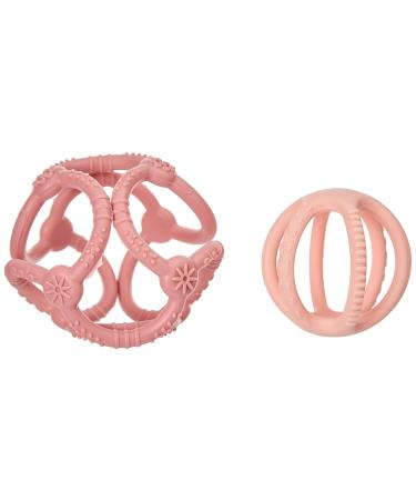 Nattou Silicone Balls Set of 2 - BPA-Free Grasping & Biting Toys in Old Pink/Light Pink | Safe & Soft 10cm & 7cm - Buy Online on GoSupps.com