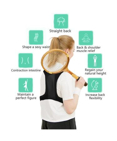 Fourket Humpback Correction Belt Posture Corrector Adjustable Back PU Material Suitable for Men and Women Size M Black - Buy Online on GoSupps.com