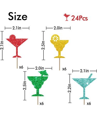 Cocktail Glass Cupcake Toppers Summer Baby Shower Party Decor for Boys Lemonade Sign Dessert Picks Pub Night Themed Party Decoration - Orange & Red Glitter - Buy Online on GoSupps.com