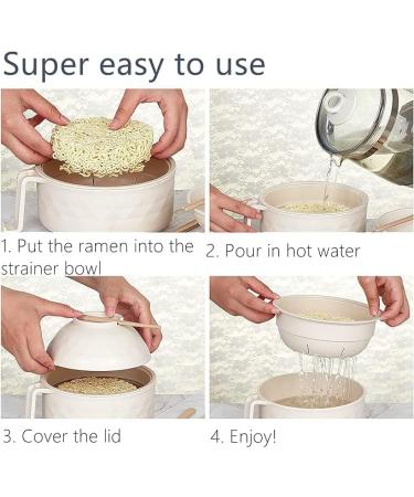 Instant Noodles Bowl with Chopsticks Spoon Fork Rapid Ramen Noodles for College Dorm Room Essentials Dishwasher-Safe Ramen Bowl Microwave Ramen Bowl Set Instant Noodle Bowl (WHITE) - Buy Online on GoSupps.com