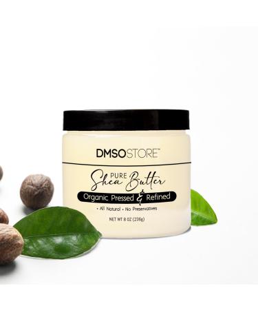 DMSOSTORE Refined Shea Butter Unscented 8 oz 100% Pure African Shea Butter for Hair & Dry Skin Deep Moisturizer for Face & Body DIY Whipped Body Butter Soap & Lip Balm
