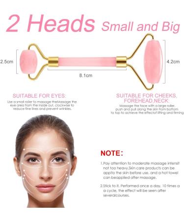 Gua Sha Rose Quartz Stone & Jade Roller Set - Anti-Aging Face Massager for Rejuvenation & Skin Care - Gift Box Included - Buy Online on GoSupps.com
