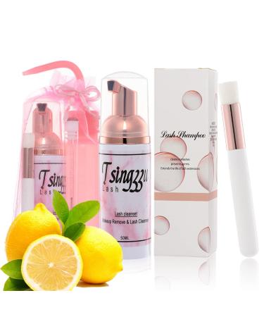 Tsingzzu Oil-Free Lash Shampoo 50ml with Lemon Scent - Gentle Eyelash Extension Cleanser with Brush - Lash Bath for Lash Extensions - Buy Online on GoSupps.com