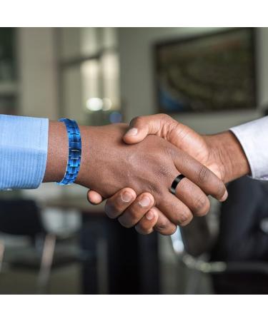 Vicmag Men Magnetic Bracelet | Titanium Steel Double Row 3500 Gauss Wristband | Adjustable with Gift Box | Blue - Buy Online on GoSupps.com