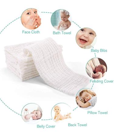 12-Pack Premium Baby Muslin Squares 100% Cotton 70x70 cm - Super Soft, Made in EU (Blue) - Buy Online on GoSupps.com