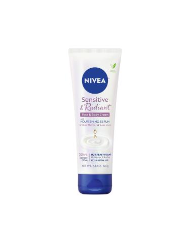 NIVEA Sensitive and Radiant Face and Body Cream for Dry, Sensitive Skin, Vegan Body and Face Moisturizer with Shea Butter and Aloe Vera, 6.8 Oz Tube, Pack of 3 - Buy Online on GoSupps.com