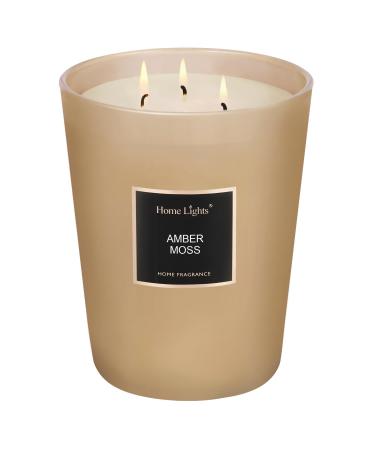 HomeLights Scented Candles Candles for Home Scented Large Jar Aromatherapy Candles Natural Soy Wax 130 Hours Long Burning Candles Gift Amber Moss