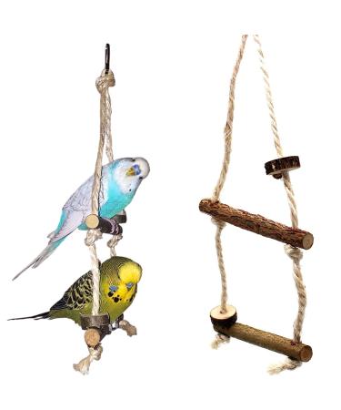 Bird Gallery Budgie Swing Natural Wood for Two Birds. Handmade Bird Toys by a Professional 1
