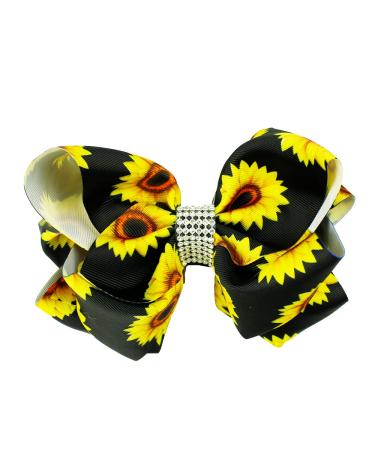 Sunflower Big Bow Clips for Girls - Jumbo Hair Bow Pin BBG56 (Black) - Buy Online on GoSupps.com