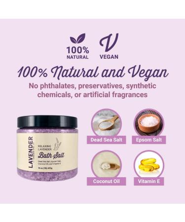 Relaxing Lavender Bath Salt with Epsom & Dead Sea Minerals - Soothing Foot Soak for Women | Muscle Relief & Luxury Bath Products - 1 lb - Buy Online on GoSupps.com