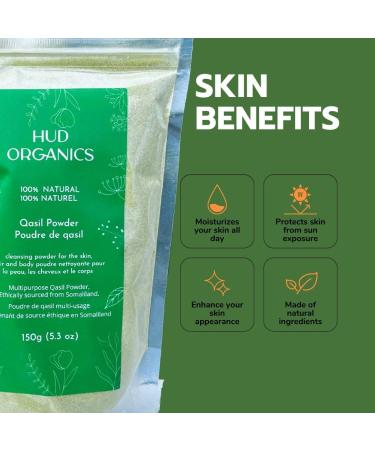 Hud Organics Qasil Powder - Natural Hair Shampoo & Mask for Darker Less Damaged Hair + Body Exfoliator for Soft Skin | Somali Organic Powder (150g) - Buy Online on GoSupps.com