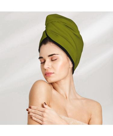 Olive Microfiber Hair Towel - Soft Super Absorbent Quick Dry Wrap for Long Curly & Thick Hair - Coral Velvet Towel for Women - Buy Online on GoSupps.com