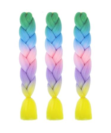 LDMY Jumbo Braiding Hair Extensions - 24 Inch Ombre Rainbow Colors 6PCs Pack for Women & Girls | Synthetic Jumbo Braids - Buy Online on GoSupps.com