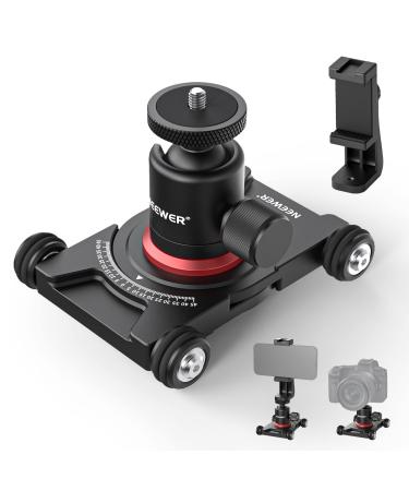 NEEWER Camera Slider Dolly with Ball Head & Phone Clamp,4 Wheeled Tabletop Dolly Manual Skater with 360 Panorama Compatible with DSLR Camera Video Camcorder GoPro iPhone and Android Smartphone, SD001
