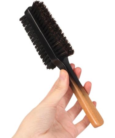 Boar Bristle Nylon Brush | Slick Hair Styling Double-Sided Mustache Brush With Wood Handle | Hairstyle Brush Beard Care For Home Travel Camping Business Trip Vacation - Buy Online on GoSupps.com