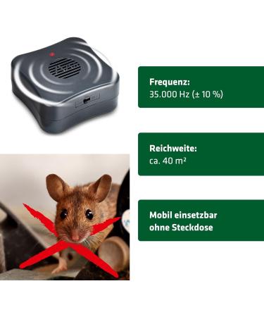 Gardigo Mobile Ultrasound Mouse Repeller - 3 Set | Battery-Operated Rodent Defense for Up to 40m Area - Buy Online on GoSupps.com