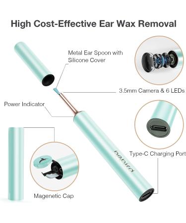 BRABURG Wireless Otoscope Ear Wax Removal Kit with Camera - Earwax Remover & Pimple Popper - for Adults & Kids (Cyan) - Buy Online on GoSupps.com