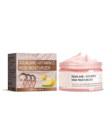 Squalane+Vitamin C Rose Moisturizer Anti Wrinkle Face Cream Repair Skin Cream Facial Cream for Moisturizing Hydrating Anti-Dull Anti-Wrinkle Firming & Brightening Cream