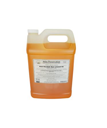 Pure Swedish Raw Linseed Oil (1 Gallon) - All Natural and Pure Linseed Oil - Rejuvinate Wood - Nourish Wooden Siding Deck Furniture Boat - Mix with Oil Based Paint - Create Custom Stains 1 Gallon