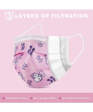 Kids Face Mask 3 Ply Safty Breathable Fabric (50 Pack) - Pink for Girls and Boys - Buy Online on GoSupps.com